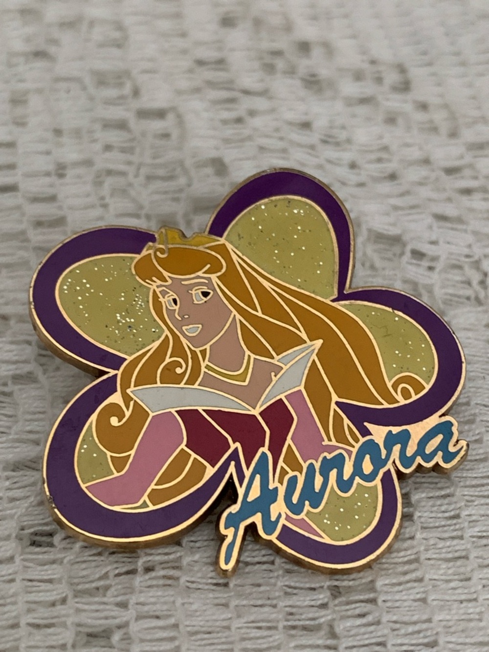 Aurora Enamel Pin - Purple and Gold Sleeping Beauty Collectible